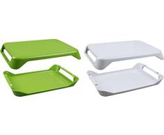 Fackelmann Schneidbrett/Tablett 2in1, Serviertablett ideal für Frühstück im Bett, Küchenbrett mit Saftrille (Farbe: Weiß oder Grün - nicht frei wählbar), Menge: 1 Stück
