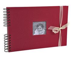 Exacompta 16406E Fotoalbum (Hochzeit aus lackiertem Karton, 250 g, 32 x 22 cm, Spiralbindung, Organza Deko, bordeaux)