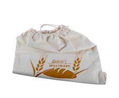 Westmark Brotbeutel/Aufbewahrungsbeutel mit Kordelzug, 100% Baumwolle, Für den Brotkasten, 38 x 45 cm, Naturweiß, 32102270