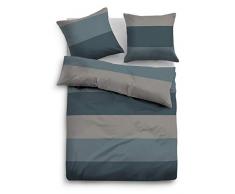 TOM TAILOR 0009936 Flanell Bettwäsche Garnitur mit Kopfkissenbezug (Baumwolle) 1x 155x200 cm + 1x 80x80 cm, Jeans