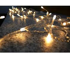 AMARE 96 LED Lichtervorhang Lichterkette, Kunststoff Kupfer, Weiß, LED-165 cm Breite