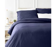 AmazonBasics - Bettwäsche-Set, Fein-Biber, 200 x 200 cm, Marineblau