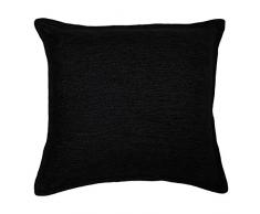 McAlister Textiles Plain Chenille | Kissenbezug für Sofa, Couch in Schwarz | 45 x 45cm | Samt flauschig in 10 Farben erhältlich | einfarbige Uni Deko Kissenhülle