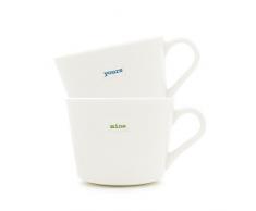 Keith Brymer Jones Mini Kaffeebecher mit Yours und Mine-Schriftzug, 2 Stück, 0,28 l, Weiß