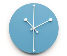 Alessi Wanduhr, Stahl, epoxidharzlackiert, türkis, 20 x 20 cm