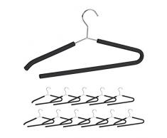 Relaxdays Kleiderbügel 12er Set, Rutschfester Schaumstoffbezug, Anzugbügel, offener Hosensteg, Antirutschbügel, schwarz, 12 Stück