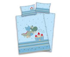 Herding Baby Best Kleinkinder-Bettwäsche-Set, Jana Drache Wendemotiv, Bettbezug 100 x 135 cm, Kopfkissenbezug 40 x 60 cm, Baumwolle/Renforcé