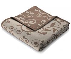 biederlack Kuscheldecke 150x200 cm I Cotton Pure-Ranke Wohndecke 100% Baumwolle I Made in Germany, braun-beige Gemustert