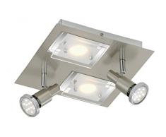 Briloner Leuchten LED Deckenlampe, 2xLED 5 W, 2xLED GU10 3 W, matt/nickel 2879-042