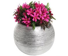 17,1 cm Modern rund metallic Silber Ton Steile Keramik Blumentopf/Deko-Schale geformten Blume Vase