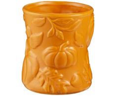 Woodwick Kürbisbutter Dekorative Sanduhrformige Duftkerze im Keramikgefäß mit Kürbismotiv 142 g, Keramik, Orange, 8 x 9.8 x 9.3 cm