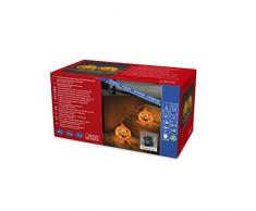 Konstsmide 6137-103 LED Acryl Kürbis, 2er Set / für Außen (IP44) / 6h Timer / 24 warm weiße Dioden / Batteriebetrieben: 4 x AA 1.5V (exkl.) / transparentes Kabel