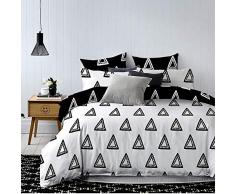 DecoKing 84564 Bettwäsche 200x220 cm mit 2 Kissenbezügen 80x80 schwarz weiß geometrisches Muster Bettbezüge Microfaser Hypnosis Triumph