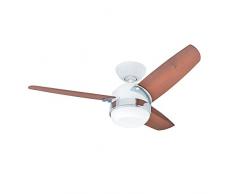 Hunter Fan Deckenventilator Nova - Flügel Hellbraun - mit Leuchte, Stahl, E27, 47 W, weiß/chrom gebürstet, 107 x 107 x 32.69 cm
