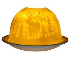 Himmlische Düfte Geschenkartikel GmbH Hirsche Windlicht, Porzellan, Weiss 12x12x8 cm