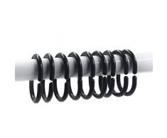 Sookg 24 x Duschvorhangringe aus Kunststoff für Duschvorhang, C-Ringe schwarz