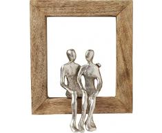 Kare Design Deko Objekt Frame Loving Couple, Accessoire mit Rahmen aus Massivholz und 2 Skulpturen aus Aluminium, Accessoire für den Wohnbereich (H/B/T) 30x22,5x10cm