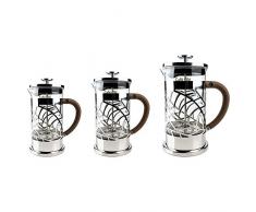 Grunwerg Café Olé Floral Durchsichtiger Kaffeebereiter Kaffeepresse aus Edelstahl 18/10 und Glas 600 ml 4 Mokkatassen