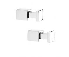 Tiger Square Haken, Metall verchromt, 2 Stck., Handtuchhaken zum Schrauben