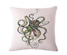 OebTrol The Animal Abstract Aquarellzeichnung Octopus Überwurf Kissenbezug Dekorative Baumwolle-Mischgewebe Leinen Kissenbezüge für Sofa 45,7 x 45,7 cm (3)