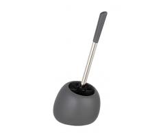 WENKO WC-Garnitur Polaris, hochwertiger Toilettenbürstenhalter aus edler Keramik, inklusive Toilettenbürste, 15 x 34,5 x 14,5 cm, Grau matt