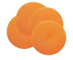 doupoo, Tischset Rund für Küche, Vinyl Woven Tischsets hitzebeständig Tisch Matten Orange Set of 4