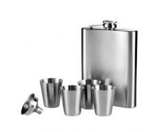 Premier Housewares 0508270 Flachmann Set 8 Unzen-Flasche 4Tassen Trichter, Edelstahl