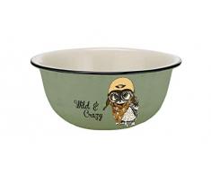 infinite by GEDA LABELS (INFKH) 13706 Vintage Tiere Eule Emaille-Optik Schale, Porzellanschale, Müslischale, Frühstücksschale, Dessertschale, Grün