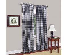 GoodGram Gardine mit Karomuster, personalisierbar, Größen Country Rustic Single 95 in. Panel Marineblau