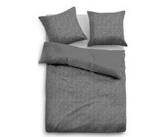 TOM TAILOR 0009878 Flanell Bettwäsche Garnitur mit Kopfkissenbezug (Baumwolle) 1x 155x220 cm + 1x 80x80 cm, anthrazit