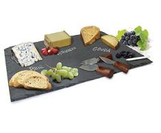Vin Bouquet FIH 014 - 30 cm Schiefertafel für Käse mit Zubehör, schwarz und grau