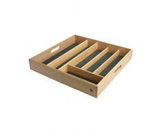 T&G Woodware, Besteckkasten aus FSC-zertifiziertem Buchenholz, mit grünem Innenfutter, Größe: 38,2 x 38,2 x 6 cm