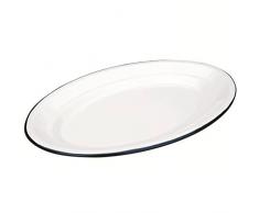 IBILI Servierplatte Blanca, oval, Stahl, weiß/blau, 35 x 24 x 9 cm