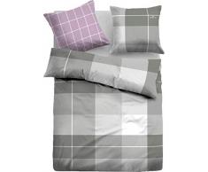 TOM TAILOR 0009884 Flanell Bettwäsche Garnitur mit Kopfkissenbezug (Baumwolle) 1x 135x200 cm + 1x 80x80 cm, hellgrau