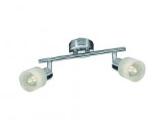 Reality Leuchten LED Spot Deckenlampe Wandlampe inklusive 2 x G9, 2,5 W, 220 lm, 3000 K, L: 25 cm, nickel matt, Glas alabaster weiß, R82072107