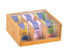 Kesper 58903 Tee-Box mit 6 FÃ¤chern, Holz, braun, 22 x 21 x 9.5 cm