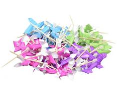 amscan Windrad Deko Picker, Mini Räder für Dessert-Häppchen, 50 Stück, in Pink, Blau, Grün, Lila, 8cm