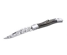 LAGUIOLE - Klappmesser und Korkenzieher - bedruckte KlingeTattoo aus Edelstahl, braunes Pakkaholz - Multifunktionsmesser - Geschenkbox - -