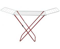 Supernet Wäscheständer, Metall und Kunststoff, weiß und rot, 180 x 50 x 105 cm