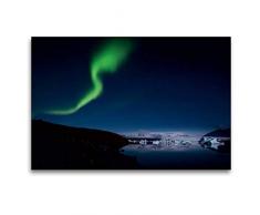 Calvendo Premium Textil-Leinwand 120 cm x 80 cm quer, Nordlichter über dem Jökulsà rlòn | Wandbild, Bild auf Keilrahmen, Fertigbild auf echter Leinwand, Leinwanddruck: Island Natur Natur