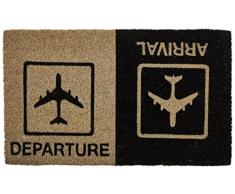 Young Generation YH101503 Shoe-Max Classic Fussmatte Arrival Departure / Hochwertige Kokosfaser mit rutschfester PVC Unterseite /ca. 74 x 44 cm, Schwarz / Braun