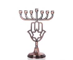 YU FENG Jüdische Menora Kerzenhalter mit 7 Brennen, 12 Stämmen von israelischem Jerusalem-Tempel, Menora Bronze