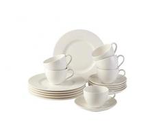 vivo by Villeroy & Boch Group - Basic White Kaffee-Set, 18 tlg., für bis zu 6 Personen, Premium Porzellan, spülmaschinen-, mikrowellengeeignet, weiß