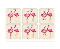 Sara Miller für Portmeirion Flamingo Tisch-Sets Set von 4, Keramik, mehrfarbig, 10.5 x 10.5cm x 0.58cm