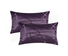 CaliTime Kissenbezüge Kissenhülle Packung mit 2 Dekokissenbezüge Cases für Couch Sofa Home Decor Modern Shining & Dull Contrast Dreiecke Abstrakte Linien Geometrisch 30cm x 50cm Deep Purple