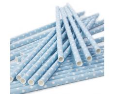 Ginger Ray Polka Dot Papier Trinkhalme, türkis blau, 25 Stück blau