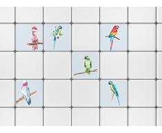 PLAGE Loros Fliesen Sticker - Papagei, Vinyl, Bunt, 15 x 0.1 x 15 cm