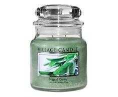 Village Candle Salbei und Sellerie Duftkerze im Glas, 454 g, grün, 9.8 x 9.5 cm