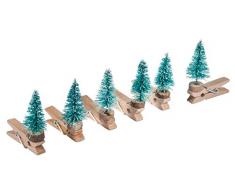 Rayher 46287000 Holzklammern klein, mit Tannenbaum, Klammer 3,5 x 4 cm, Baum 3 cm, Wäscheklammern Holz mini, für Adventskalender, Geschenkanhänger, Fotos, zum Basteln und Verzieren, Btl. 6 Stück