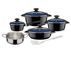 GSW 927123 Ceramica Kobaltblau Induktion Topf-Set 10-teilig, Aluguss, schwarz/blau, 24 cm, Einheiten